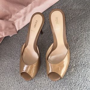Authentic fendi patent leather nude heels